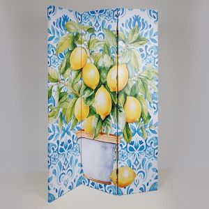 ПАРАВАН С ЛИМОНИ, ЖЪЛТО-ЗЕЛЕНО-СВЕТЛОСИНЬО, 120X2.5X180СМ