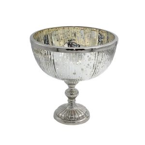 СТЪКЛЕН БОКАЛ FL28386 СРЕБЪРЕН ЦВЯТ 20X22СМ