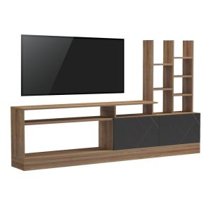 ТВ ШКАФ SERUNO ОТ ДЪБ С ЧЕРЕН МРАМОР 170X25X100СМ