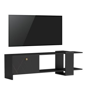 ТВ ШКАФ STANDI В ЧЕРНО-ЧЕРЕН МРАМОРЕН АБАЖУР 120X25X36.8 СМ