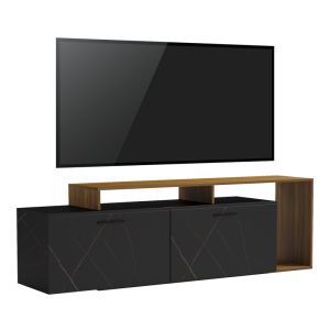 ТВ ШКАФ TOBLER В ЦВЯТ ОРЕХ С ЧЕРЕН МРАМОР 170X40X53СМ