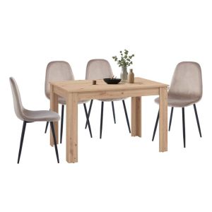 ТРАПЕЗЕН КОМПЛЕКТ HAMAR ARTISAN (5) ОТ ПЕТ ЧАСТИ СЪС СТОЛОВЕ, БЕЖОВ ЦВЯТ HMR