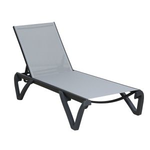 ШЕЗЛОНГ CAPRI K/D АЛУМИНИЙ ЧЕРЕН, PP-UV ЧЕРЕН - ТЕКСТИЛЕН СИВ