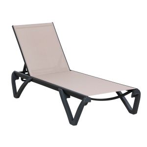 ШЕЗЛОНГ CAPRI K/D, АЛУМИНИЙ, ЧЕРЕН, PP-UV, ЧЕРЕН - ТЕКСТИЛЕН КАПУЧИНО