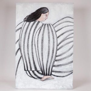 КАРТИНА ПЛАТНО ЖЕНСКА ФИГУРА БЯЛО - ЧЕРНО 60X3.8X90СМ
