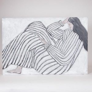 КАРТИНА ПЛАТНО ЖЕНСКА ФИГУРА БЯЛО - ЧЕРНО 60X3.8X90СМ