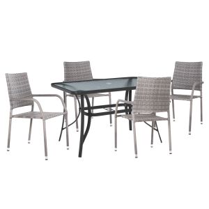ГРАДИНСКИ КОМПЛЕКТ MORNER HM21195 С 4 КРЕСЛА - СИВ