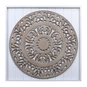 КРЪГЛА РЕЗБАНА СТЕННА ДЕКОРАЦИЯ FL1183 СИВ ЦВЯТ 48X5X48СМ