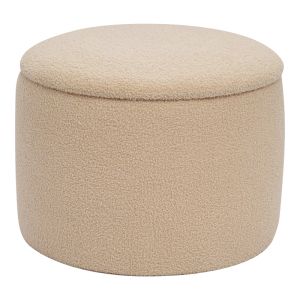 КРЪГЛА ТАБУРЕТКА, ПЛАТ БУКЛЕ В БЕЖОВ НЮАНС 55X41,5 СМ