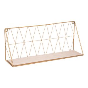 СТЕНЕН РАФТ ANNEZA МЕТАЛ-MDF В ЕСТЕСТВЕНО ЗЛАТИСТ ЦВЯТ 48X12X20СМ