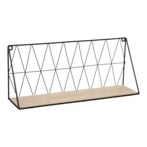 СТЕНЕН РАФТ ANNEZA МЕТАЛ-MDF В ЕСТЕСТВЕНО ЧЕРЕН ЦВЯТ 48X12X20СМ