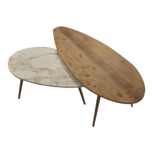 ХОЛНА МАСА MONTY 2 БР. В ЕСТЕСТВЕНО-БЕЖОВ МРАМОРЕН НЮАНС 116X46X46СМ