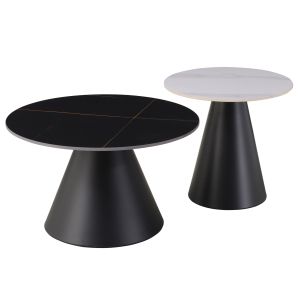 ХОЛНИ МАСИ RIDGE HM18266.10 КЕРАМИЧНИ ПЛОТОВЕ С ЧЕРЕН МРАМОР И БЯЛ МРАМОР Φ50СМ И Φ70СМ