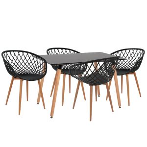 КОМПЛЕКТ МАСИ И СТОЛОВЕ 5 ЧАСТИ ARIADNE HM21174 MDF ПЛОТ И ПОЛИПРОПИЛЕН В ЧЕРНО