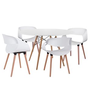 КОМПЛЕКТ МАСИ И СТОЛОВЕ 5 ЧАСТИ MAGGIE HM21186 MDF ПЛОТ И ПОЛИПРОПИЛЕН В БЯЛ ЦВЯТ