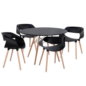КОМПЛЕКТ МАСИ И СТОЛОВЕ 5 ЧАСТИ MAGGIE HM21187 MDF ПЛОТ И ПОЛИПРОПИЛЕН В ЧЕРЕН ЦВЯТ