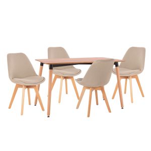 КОМПЛЕКТ МАСИ И СТОЛОВЕ 5 ЧАСТИ VEGAS HM21180 MDF ПЛОТ В ЕСТЕСТВЕН ПЛАТ В БЕЖОВО
