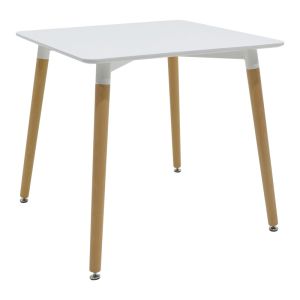 ТРАПЕЗНА МАСА NATALI С MDF ПЛОТ БЯЛО-НАТУРАЛЕН ЦВЯТ КРАКА 80X80X76СМ