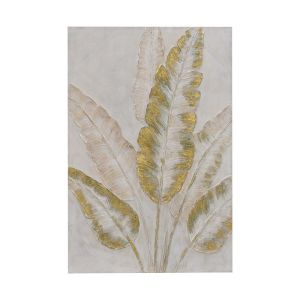 КАРТИНА НА ПЛАТНО БЯЛО-ЗЛАТНО 80X120XСМ