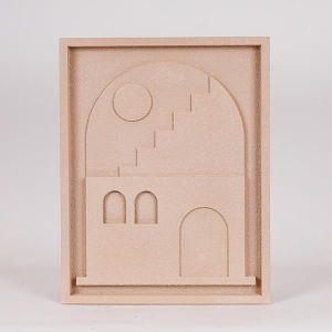 СТЕННА ДЕКОРАЦИЯ ДЪРВЕНА КЪЩА БЕЖОВА 40X3X50.8СМ