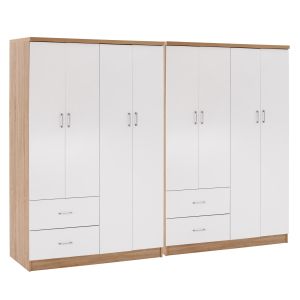 8-КРИЛЕН ГАРДЕРОБ BRIANA HM21237.02 МЕЛАМИН В СОНАМА И БЯЛО 241X42,5X180,5HСМ.