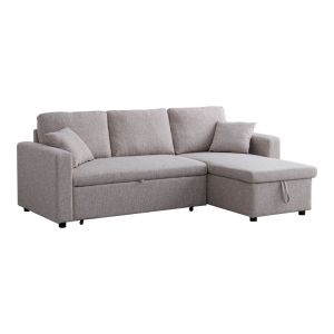 KAMORE ЪГЛОВ РАЗТЕГАТЕЛЕН ДИВАН С МЯСТО ЗА СЪХРАНЕНИЕ, БЕЖОВ ПЛАТ, 223X146X85СМ