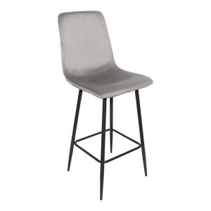 БАР СТОЛ GRATO, СИВ ПЛАТ, С ЧЕРЕН МЕТАЛЕН КРАК, 43.5X55X114СМ