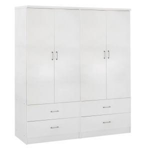 ГАРДЕРОБ С 4 КРИЛА REINA HM21258 МЕЛАМИН В БЯЛО 160X42.5X180.5H