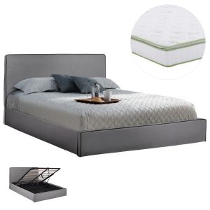 ДВОЙНО ЛЕГЛО С МАТРАК И МЯСТО ЗА СЪХРАНЕНИЕ ALLIE HM21170 СИВ ПЛАТ - ЗА РАЗМЕРИ 160X200СМ.