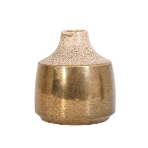 КЕРАМИЧНА ВАЗА FL0296 БЕЖОВО-ЗЛАТИСТ ЦВЯТ 14x14x15см
