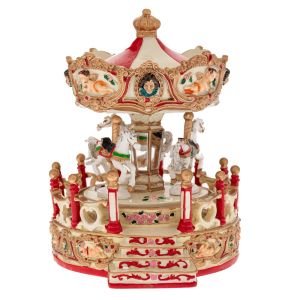 КОЛЕДНА ВЪРТЕЛЕЖКА ОТ ПОЛИРЕЗИН С КОНЕ, С МУЗИКА И ДВИЖЕНИЕ 14,5X13X18СМ