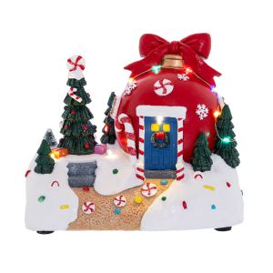 КОЛЕДНА ФИГУРА СВЕТЕЩА КЪЩА 19X13X16СМ, С БАТЕРИИ