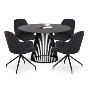 КОМПЛЕКТ МАСА И СТОЛОВЕ 5 ЧАСТИ MEMNON SM21239 КЕРАМИЧЕН ПЛОТ - КРЪГЪЛ