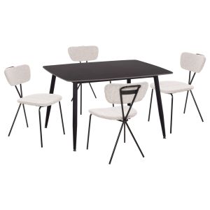 КОМПЛЕКТ МАСА И СТОЛОВЕ 5 ЧАСТИ RAVEN HM21067.02 КЕРАМИЧЕН ПЛОТ, ЧЕРЕН МРАМОР - МЕТАЛ
