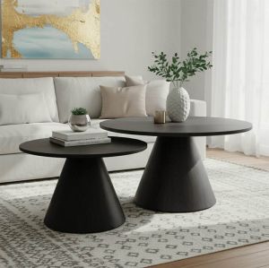 КОМПЛЕКТ ОТ 2 ХОЛНИ МАСИ DONDA ОТ MDF, ЧЕРНИ