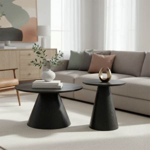 КОМПЛЕКТ ОТ 2 ХОЛНИ МАСИ DONDA ОТ MDF, ЧЕРНИ