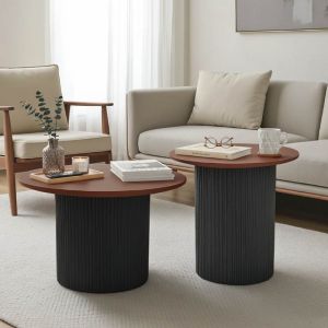 КОМПЛЕКТ ОТ 2 ХОЛНИ МАСИ DOVEL ОТ MDF, ОРЕХОВО-ЧЕРЕН ЦВЯТ