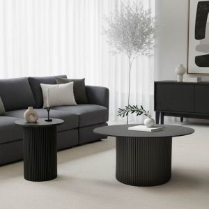 КОМПЛЕКТ ОТ 2 ХОЛНИ МАСИ DOVEL ОТ MDF, ЧЕРНИ