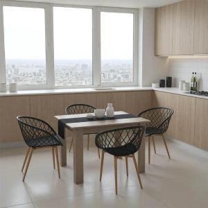КОМПЛЕКТ ТРАПЕЗНА МАСА ОТ 5 ЧАСТИ MANKA-EZRA В ЦВЯТ SONOMA TRUFFLE - ЧЕРЕН ЦВЯТ 110X80X77СМ
