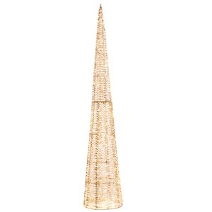 ОСВЕТЕНИ ЗЛАТНИ КОНУСИ 28X28X150CM СЪС 720 ТОПЛО БЯЛИ LEDСВЕТЛИНИ IP44