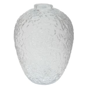 ПРОЗРАЧНА СТЪКЛЕНА ВАЗА С 3D ДЕКОРАЦИЯ 28X38 СМ
