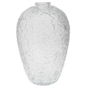 ПРОЗРАЧНА СТЪКЛЕНА ВАЗА С 3D ДЕКОРАЦИЯ 31X47 СМ