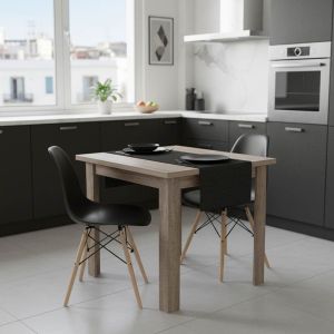 ТРАПЕЗНА МАСА MANKA I-JULITA КОМПЛЕКТ ОТ 3 ЧАСТИ В ЦВЯТ СОНОМА ТРЮФЕЛ-ЧЕРНО 80X80X77СМ