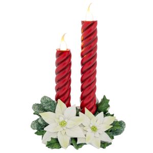ЧЕРВЕНА СВЕЩ ОТ ПОЛИРЕЗИН И ВОСЪК СЪС СВЕЩ КОЛЕДНА ЗВЕЗДА С LED21Х15,5Х29 СМ