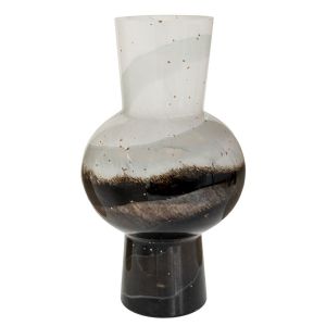 ЧЕРНО-БЯЛА СТЪКЛЕНА ВАЗА 19X31 СМ