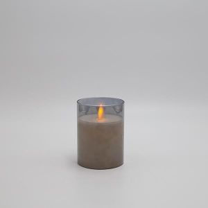 LED СВЕЩ НА БАТЕРИЯ С ПЛАМЪК, СЪС СТЪКЛО, ДИМ, С ТАЙМЕР, 7,5X10СМ