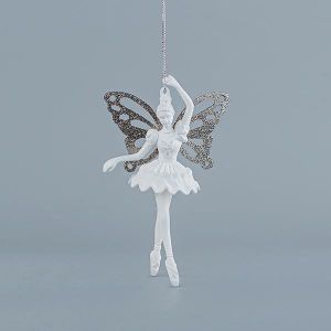 АКРИЛНА ФЕЯ, СЪС СИВИ ПЕРА, С БЛЯСЪК, 9,7x15,7 см