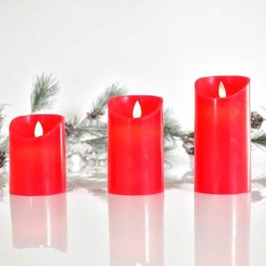ДЕКОРАТИВНА LED СВЕЩ НА БАТЕРИЯ, ЧЕРВЕНА, С ТАЙМЕР, 7,5X10СМ