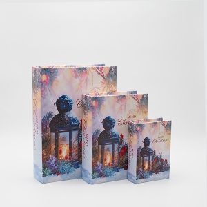 ДЕКОРАТИВНИ ДЪРВЕНИ КНИГИ, С ФЕНЕР, КОМПЛЕКТ ОТ 3 БРОЯ, 30X22X7.5СМ, 23X17.5X6СМ И 16X11X5СМ