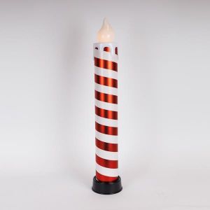 ЗАПАЛЕНА СВЕЩ 14X82, ЧЕРВЕНО-БЯЛА, С ПОДВИЖЕН ПЛАМЪК, КУТИЯ ЗА БАТЕРИИ 3XAA, ТАЙМЕР, 6 ТОПЛО БЯЛИ LED, IP44